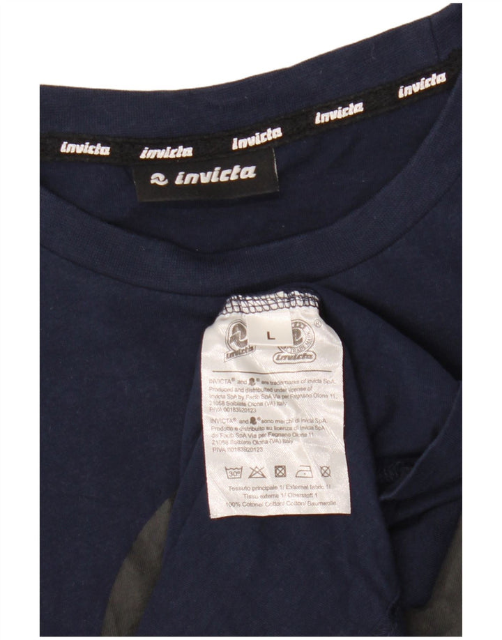 Invicta Mens Graphic T-Shirt Top Large Navy Blue Cotton