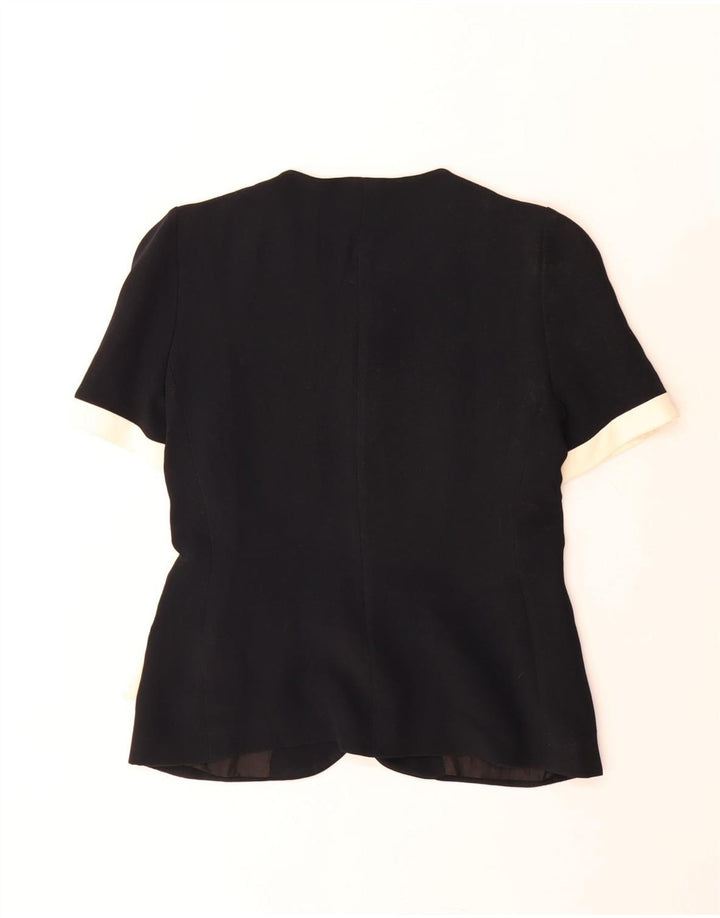 Gai Mattiolo Womens Short Sleeve Blazer Jacket IT 46 Large Black