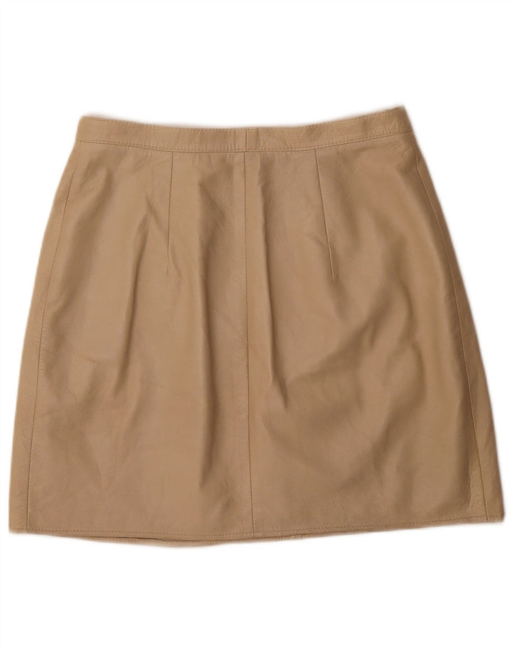 Vintage Womens Leather Wrap Skirt W30 Medium Beige