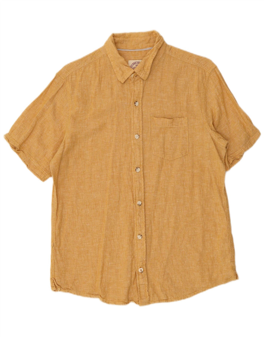 Fat Face Mens Short Sleeve Shirt Small Yellow Linen