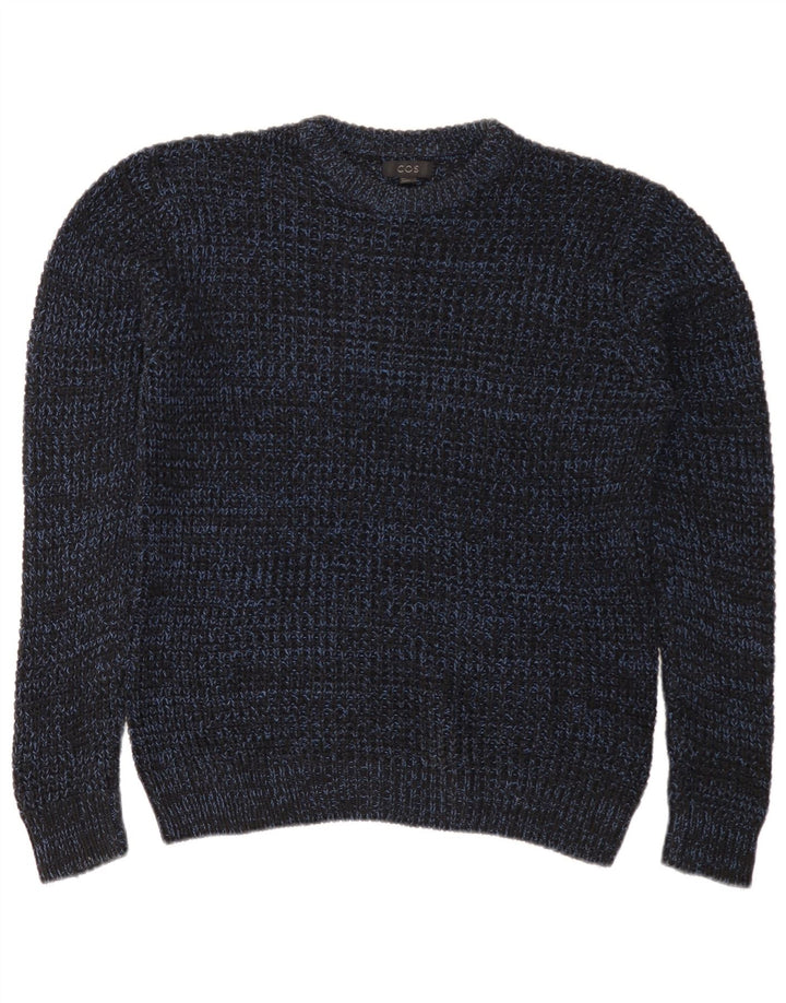 Cos Mens Crew Neck Jumper Sweater Small Navy Blue Flecked Cotton