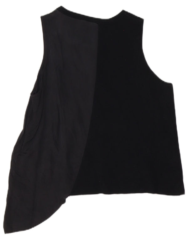 Zara Womens Asymmetric Vest Top UK 16 Large Black Cupro