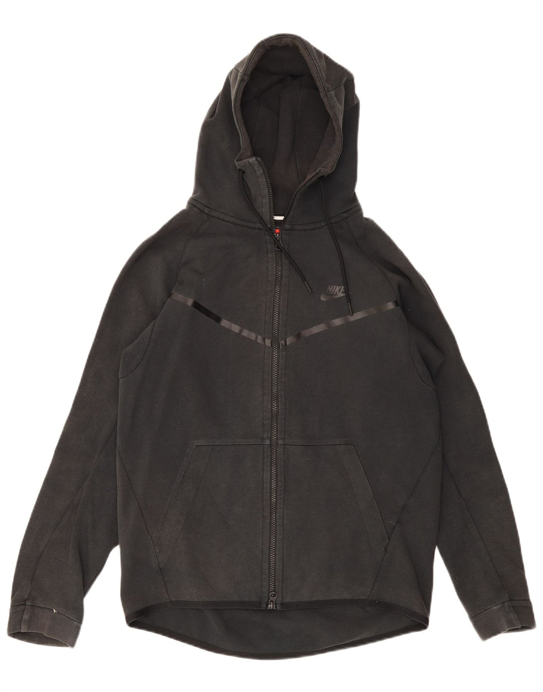 NIKE Mens Zip Hoodie Sweater Medium Grey Cotton
