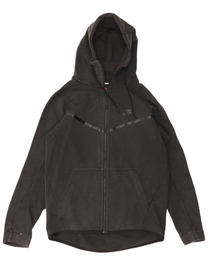 NIKE Mens Zip Hoodie Sweater Medium Grey Cotton