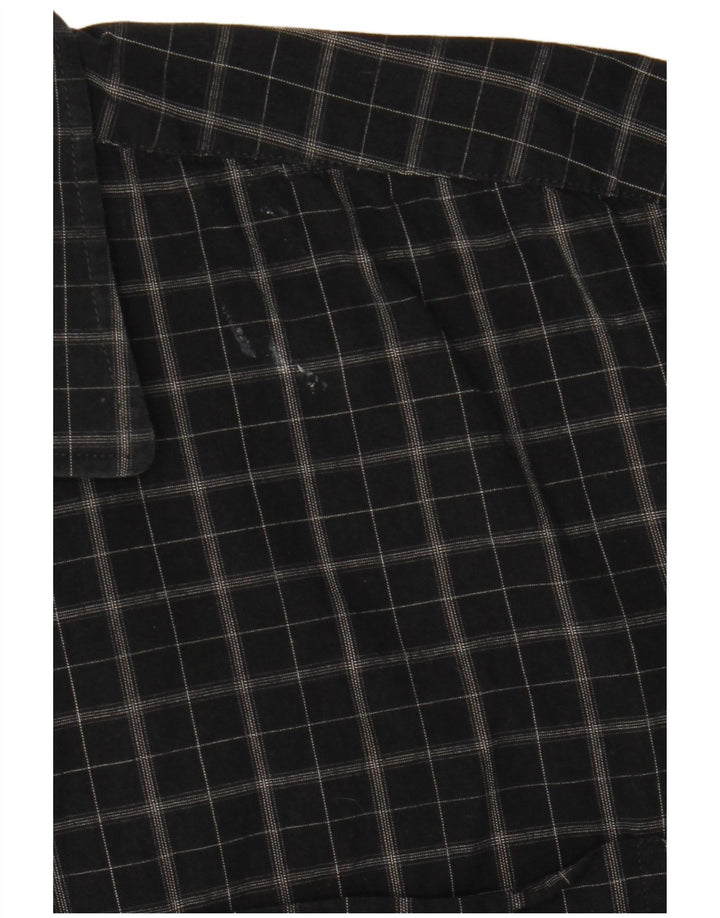 Pierre Cardin Mens Short Sleeve Shirt Medium Black Check Cotton