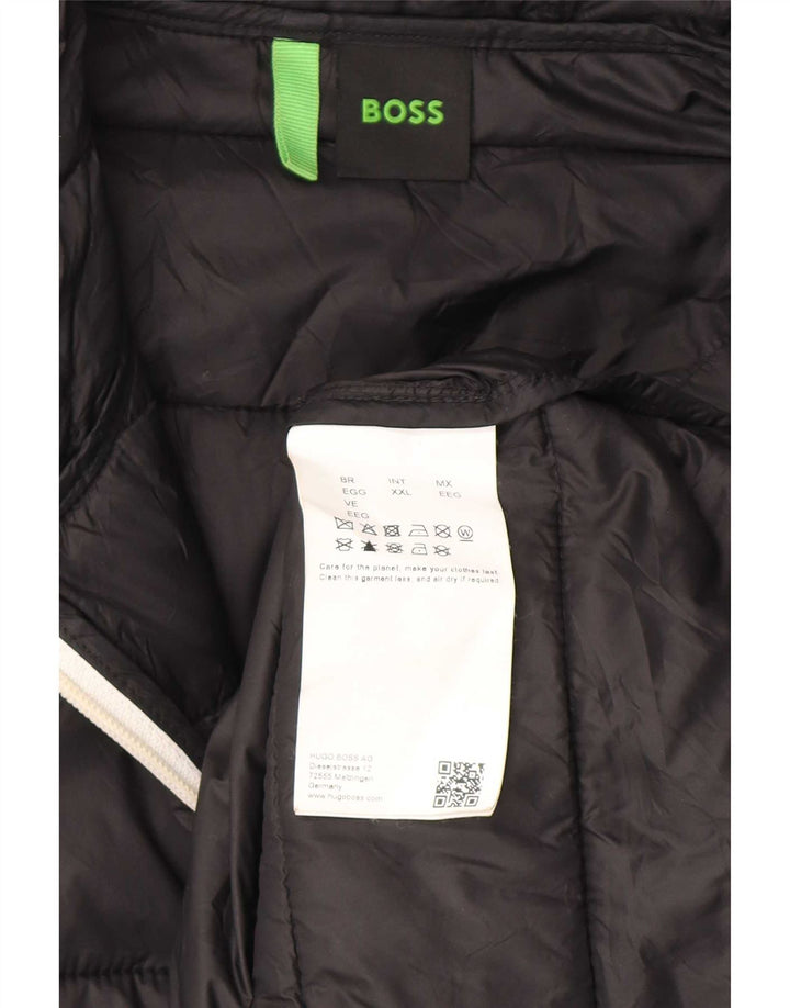 Hugo Boss Mens Hooded Padded Jacket UK 44 2XL Black Polyamide