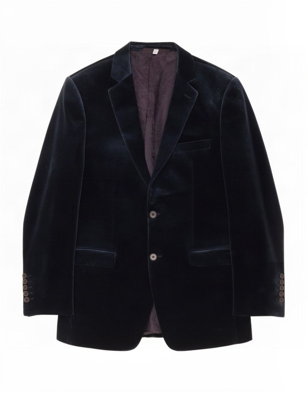 Zara Mens 2 Button Velvet Blazer Jacket EU 52 Large Navy Blue Cotton