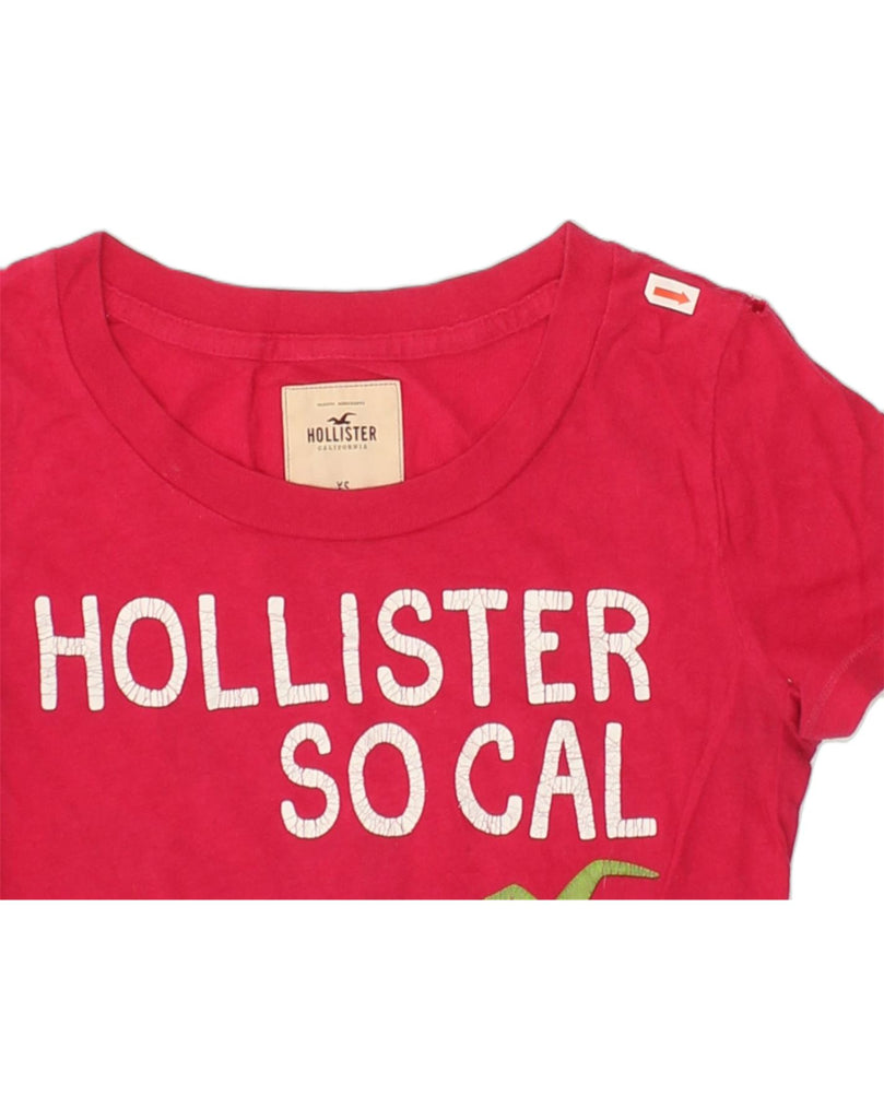 HOLLISTER Womens Graphic T-Shirt Top UK 4 XS Pink Cotton | Vintage Hollister | Thrift | Second-Hand Hollister | Used Clothing | Messina Hembry 