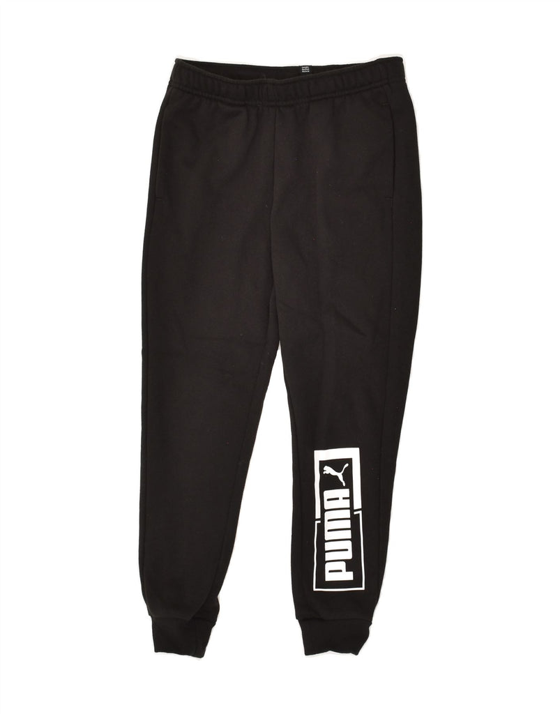 PUMA Boys Graphic Tracksuit Trousers Joggers 9-10 Years Black Cotton | Vintage Puma | Thrift | Second-Hand Puma | Used Clothing | Messina Hembry 