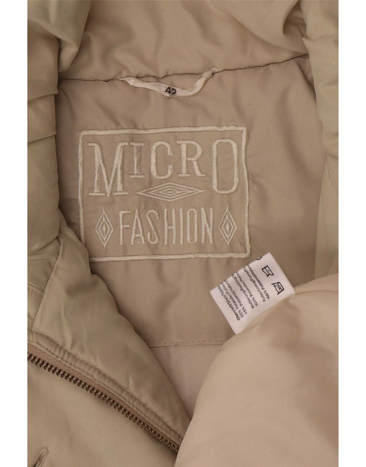 Vintage Womens Loose Fit Padded Coat EU 42 Large Beige Polyester