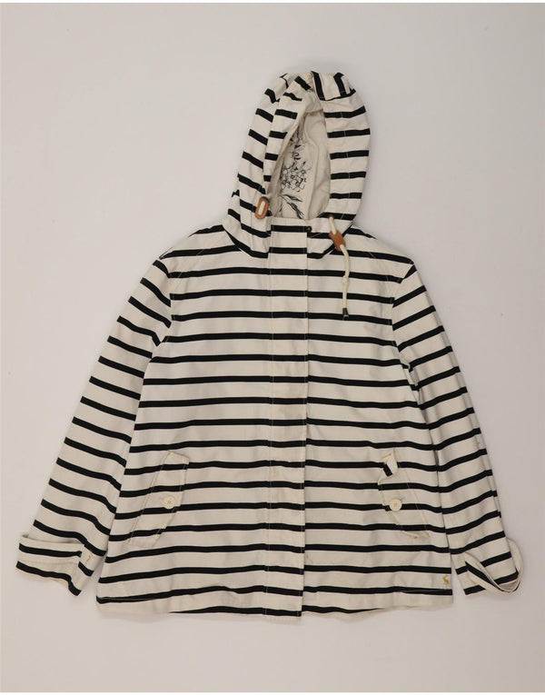Joules Womens Hooded Oversized Waterproof Jacket UK 18 XL White Striped