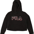 FILA Girls Graphic Crop Hoodie Jumper 9-10 Years Black Cotton | Vintage Fila | Thrift | Second-Hand Fila | Used Clothing | Messina Hembry 