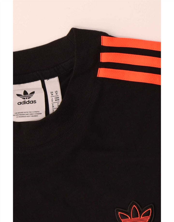 Adidas Mens Graphic T-Shirt Top Medium Black Colourblock Cotton