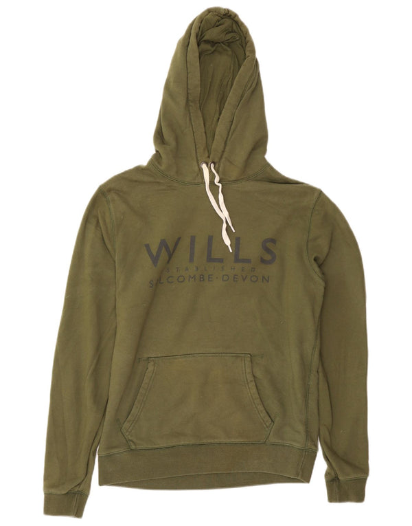 Jack Wills Mens Graphic Classic Fit Hoodie Jumper Small Khaki Cotton