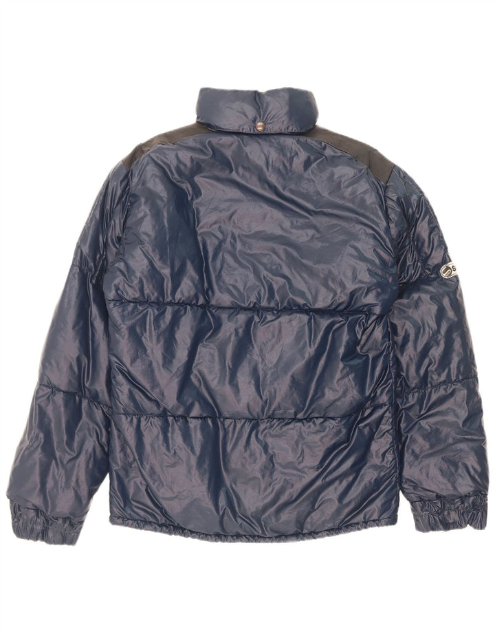Samas Mens Hooded Padded Jacket UK 40 Large Navy Blue Colourblock Polyamide