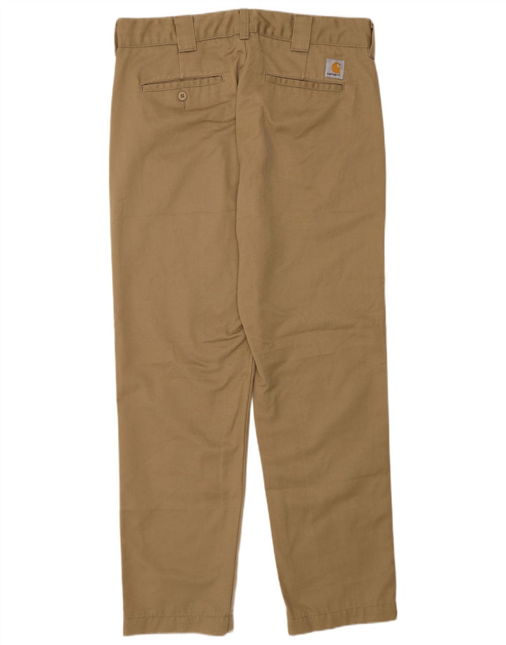 Carhartt Mens Slim Chino Trousers W32 L30 Beige Polyester