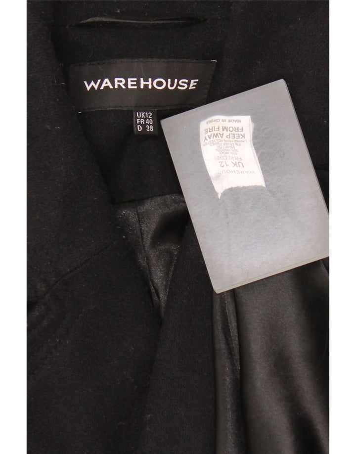 Warehouse Womens Princess Coat UK 12 Medium Black Wool
