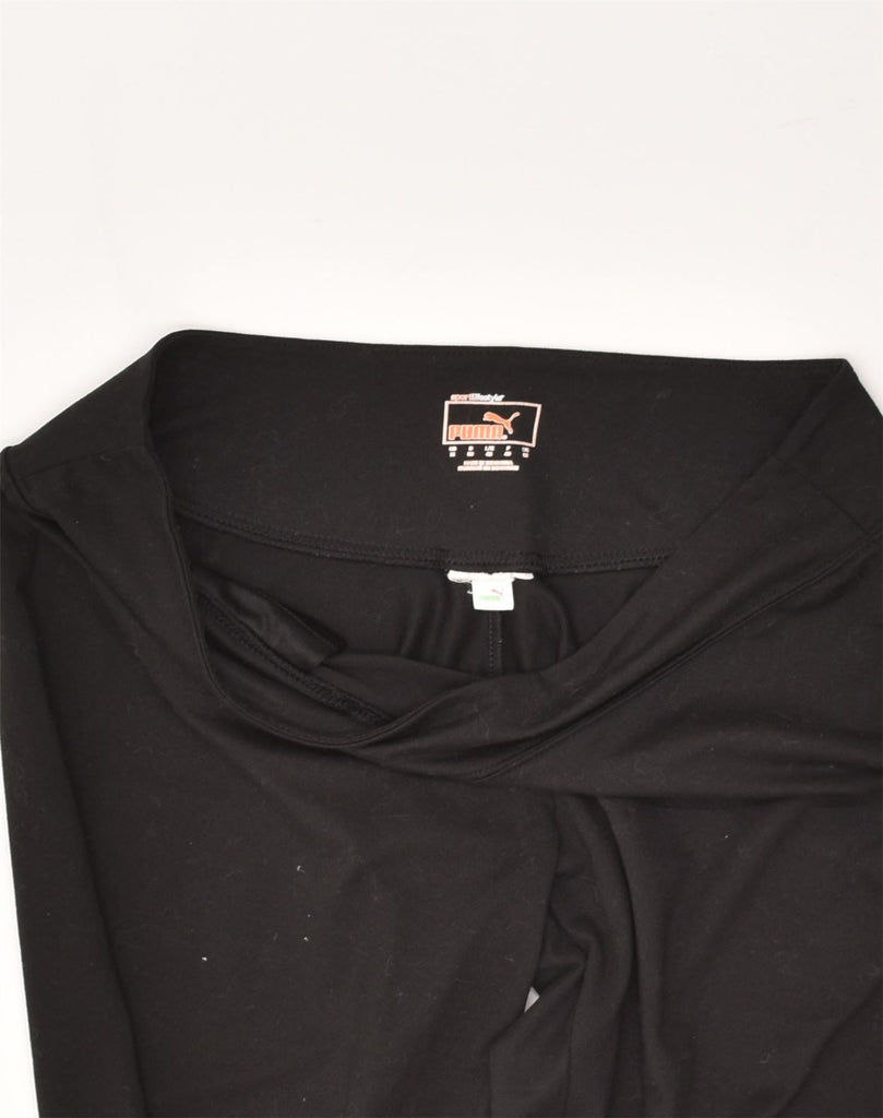 PUMA Womens Capri Tracksuit Trousers UK 12 Medium Black Cotton | Vintage Puma | Thrift | Second-Hand Puma | Used Clothing | Messina Hembry 