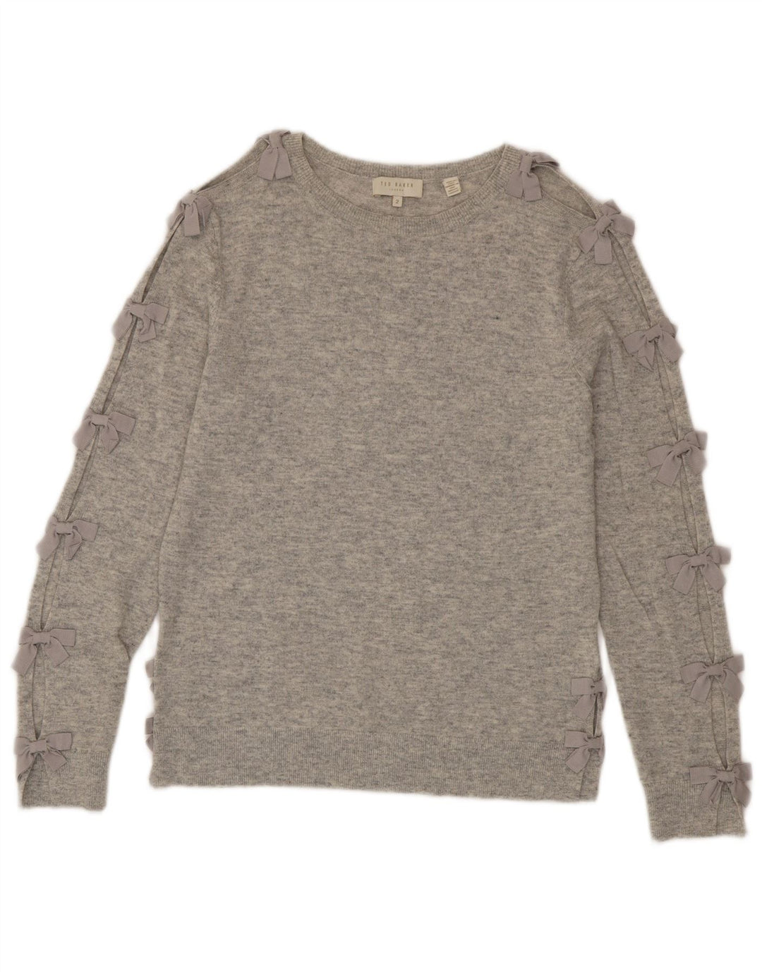 Ted Baker Womens Boat Neck Jumper Sweater Size 2 Small Grey Wool