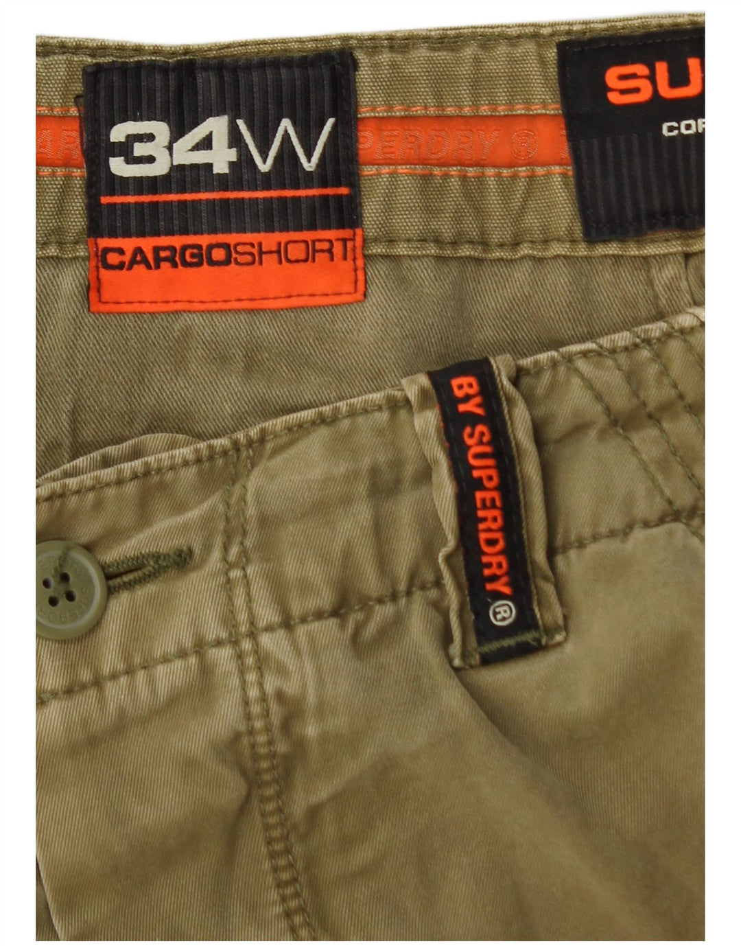SUPERDRY Mens Cargo Shorts W34 Large Khaki Cotton