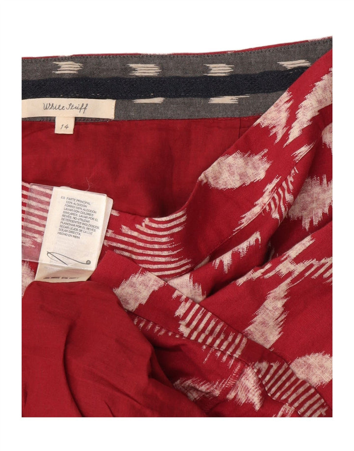 White Stuff Womens Mini Skirt UK 14 Large W34 Burgundy Floral Cotton