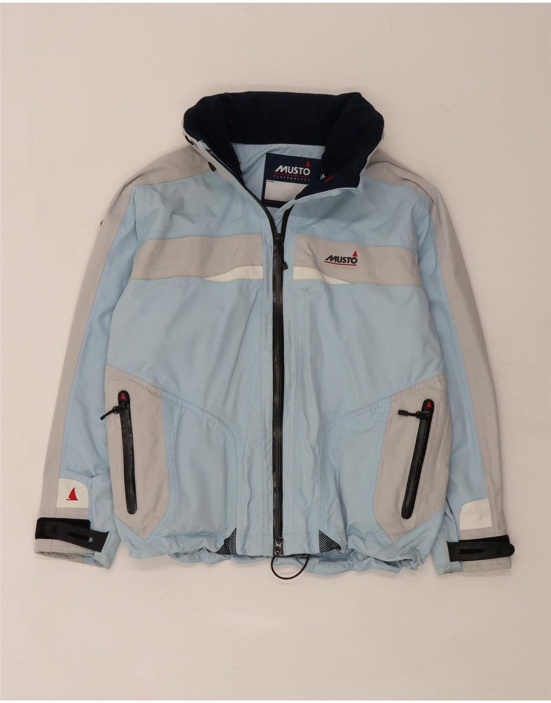 Musto Womens Hooded Oversized Rain Jacket UK 10 Small Blue Colourblock