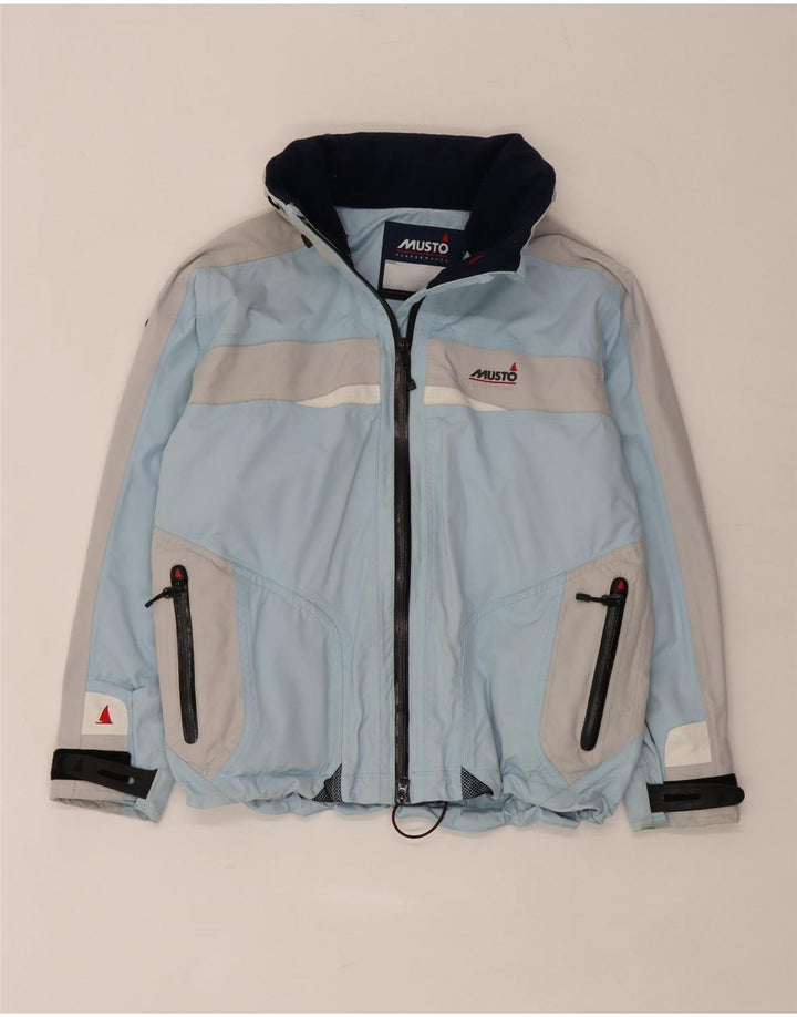 Musto Womens Hooded Oversized Rain Jacket UK 10 Small Blue Colourblock