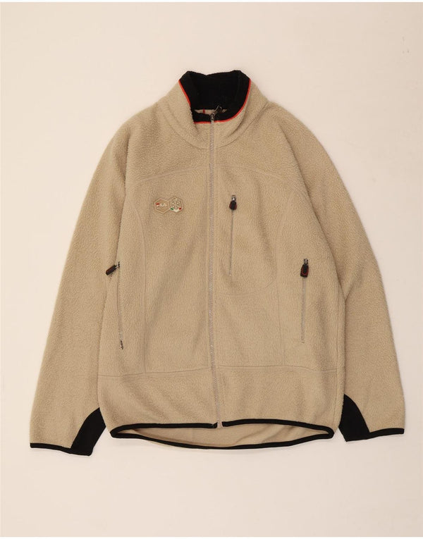 Fila Mens Fleece Jacket UK 38 Medium Beige Colourblock