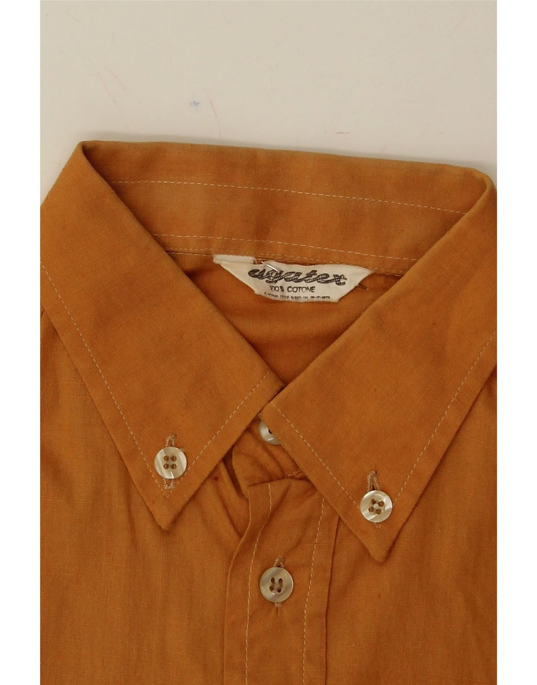 AGATEX Mens Short Sleeve Shirt Small Yellow Cotton Vintage Agatex and Second-Hand Agatex from Messina Hembry 