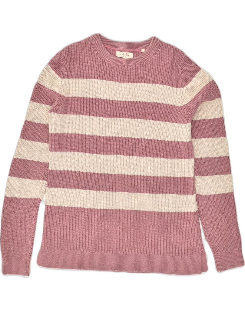 FAT FACE Womens Crew Neck Jumper Sweater UK 12 Medium Pink Striped Cotton | Vintage Fat Face | Thrift | Second-Hand Fat Face | Used Clothing | Messina Hembry 