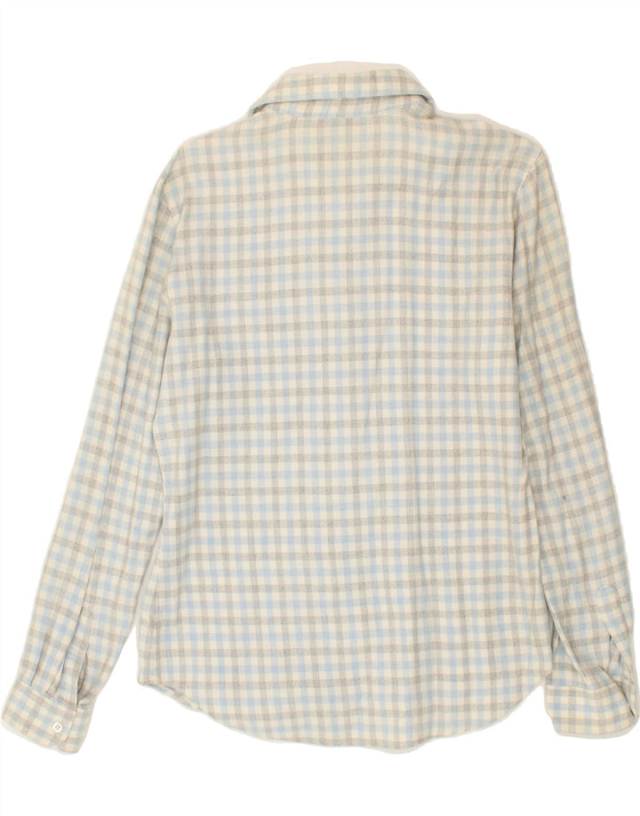 HENRY COTTONS Womens Flannel Shirt IT 46 Large Blue Check Cotton Vintage Henry Cottons and Second-Hand Henry Cottons from Messina Hembry 
