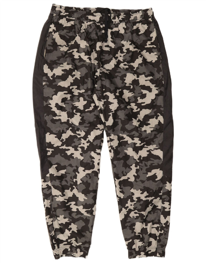 NIKE Mens Tracksuit Trousers Joggers XL Grey Camouflage Polyester