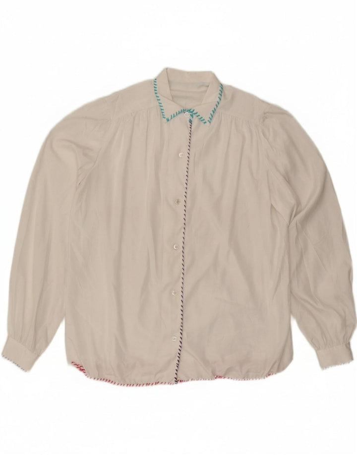 VINTAGE Womens Shirt UK 14 Large White Vintage Vintage and Second-Hand Vintage from Messina Hembry 