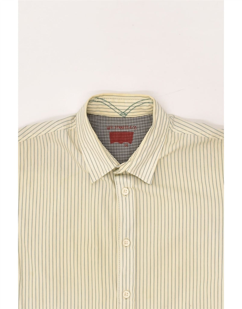 LEVI'S Mens Short Sleeve Shirt Medium Yellow Pinstripe Cotton | Vintage Levi's | Thrift | Second-Hand Levi's | Used Clothing | Messina Hembry 