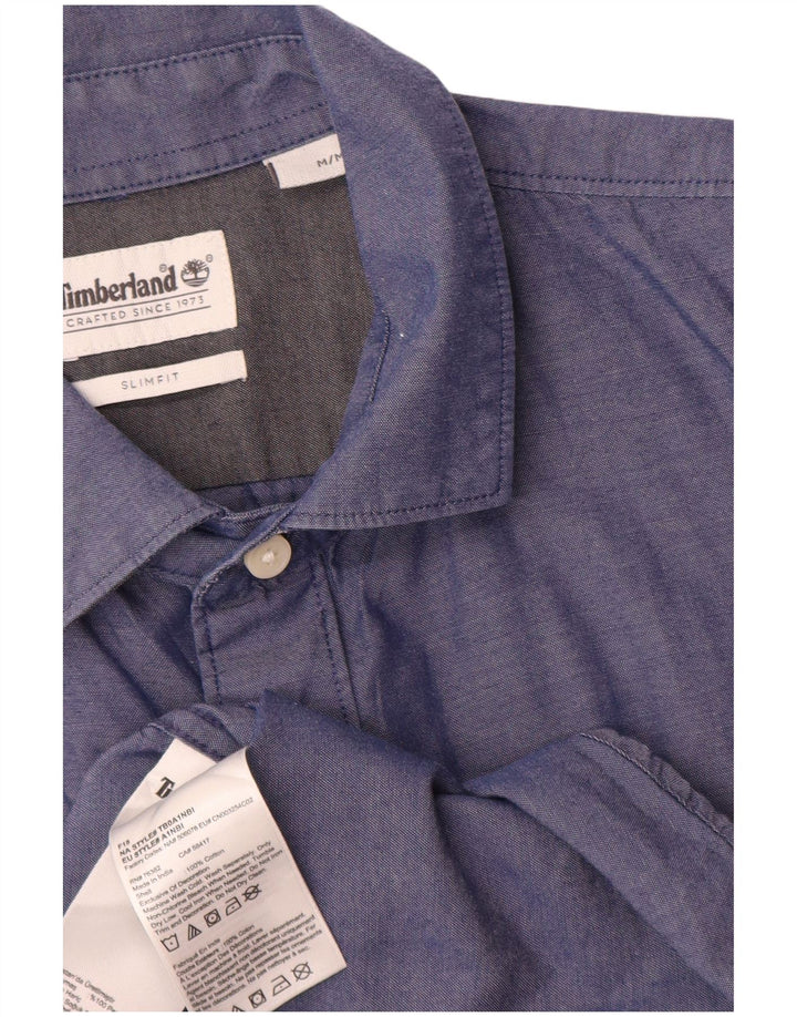 Timberland Mens Short Sleeve Slim Fit Shirt Medium Blue Cotton