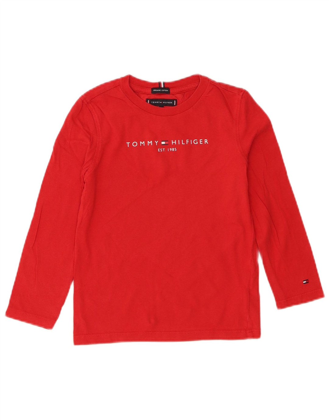 Tommy Hilfiger Boys Graphic Top Long Sleeve 5-6 Years Red Cotton