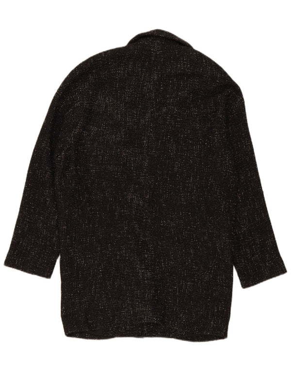 Zara Womens Oversized Double Breasted Coat UK 6 XS Black Polyester