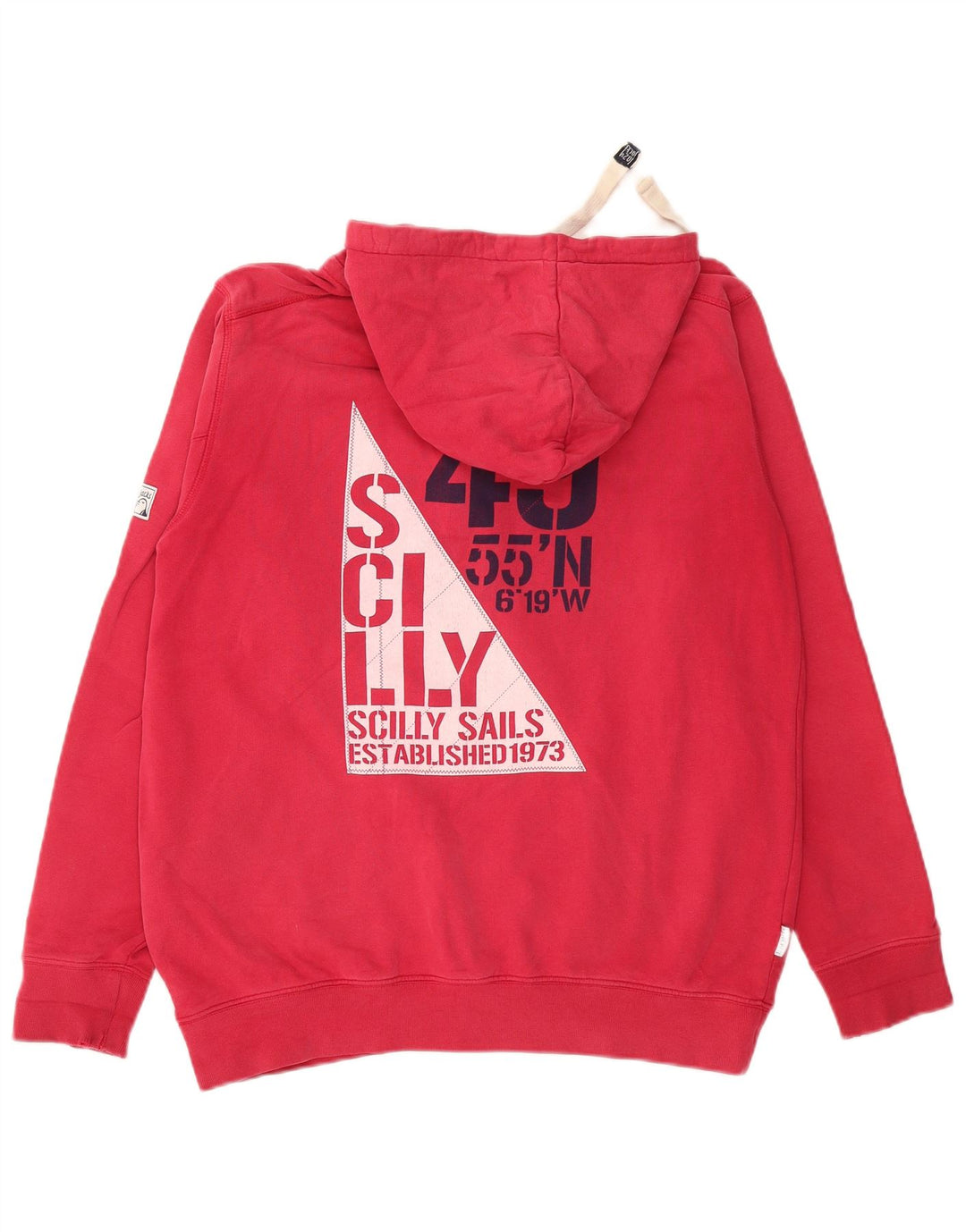 VINTAGE Mens Graphic Hoodie Jumper Medium Red Cotton