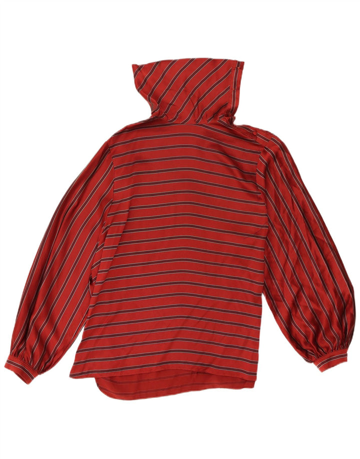 Vintage Womens Long Sleeve Button Neck Blouse Top IT 42 Medium Red Striped
