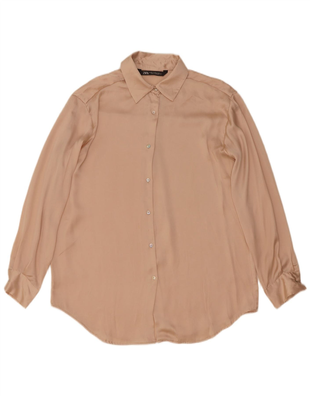 Zara Womens Oversized Shirt Blouse UK 6 XS Beige