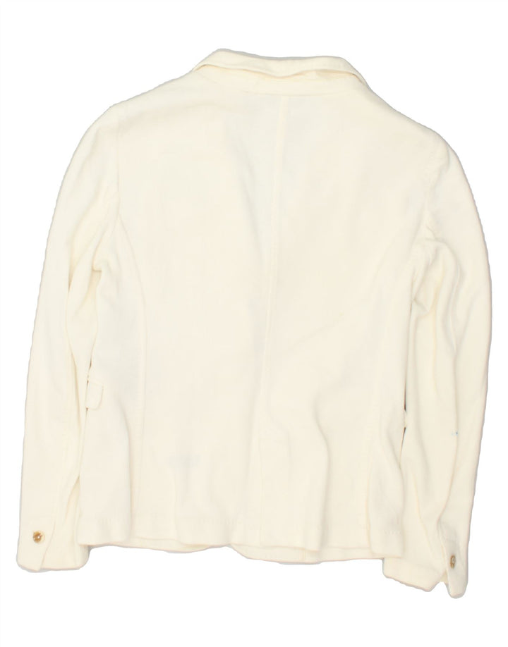 MASSIMO DUTTI Womens 1 Button Blazer Jacket US 8 Medium Off White Cotton | Vintage Massimo Dutti | Thrift | Second-Hand Massimo Dutti | Used Clothing | Messina Hembry 