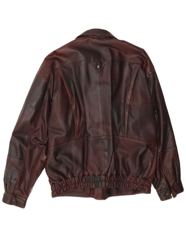 Vintage Mens Leather Jacket IT 50 Large Burgundy