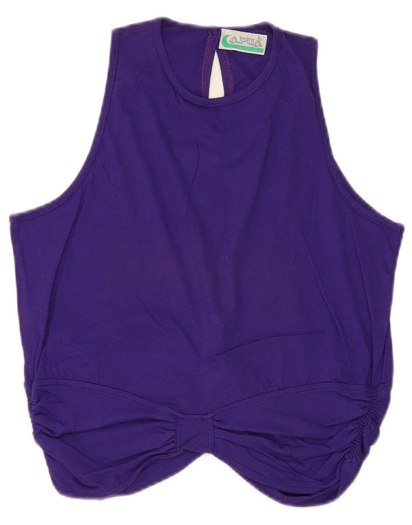 Vintage Womens Vest Blouse Top UK 12 Medium Purple Cotton