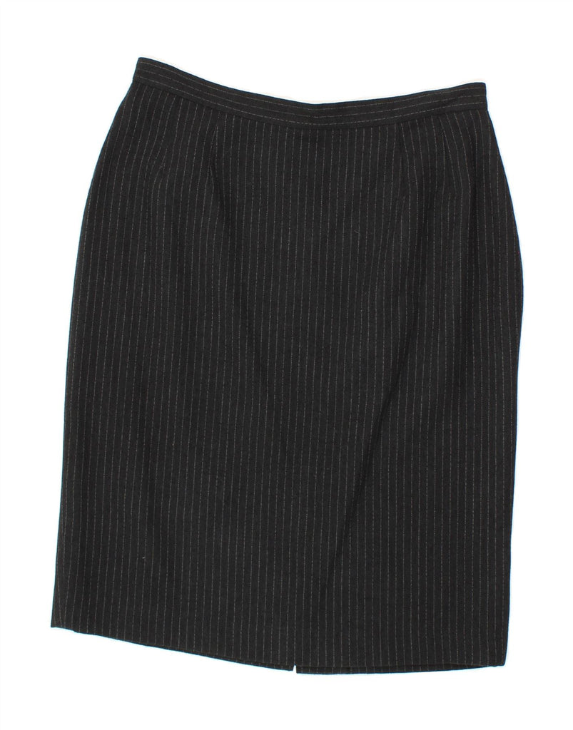 VINTAGE Womens Pencil Skirt UK 12 Medium W30 Black Pinstripe Rayon Vintage Vintage and Second-Hand Vintage from Messina Hembry 