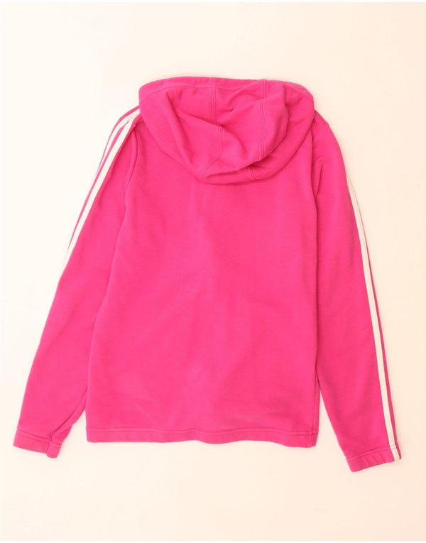 ADIDAS Girls Zip Hoodie Sweater 14-15 Years Pink Cotton