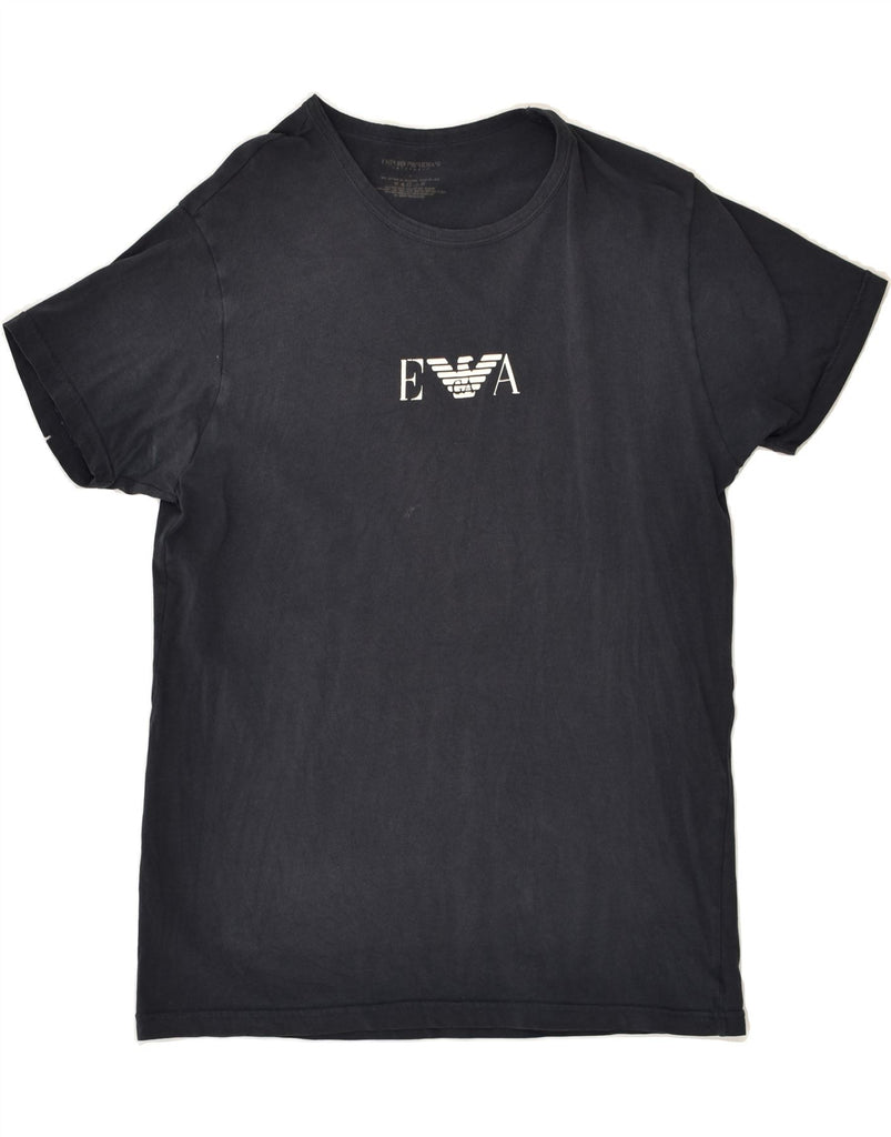 EMPORIO ARMANI Mens Graphic T-Shirt Top Small Navy Blue | Vintage Emporio Armani | Thrift | Second-Hand Emporio Armani | Used Clothing | Messina Hembry 