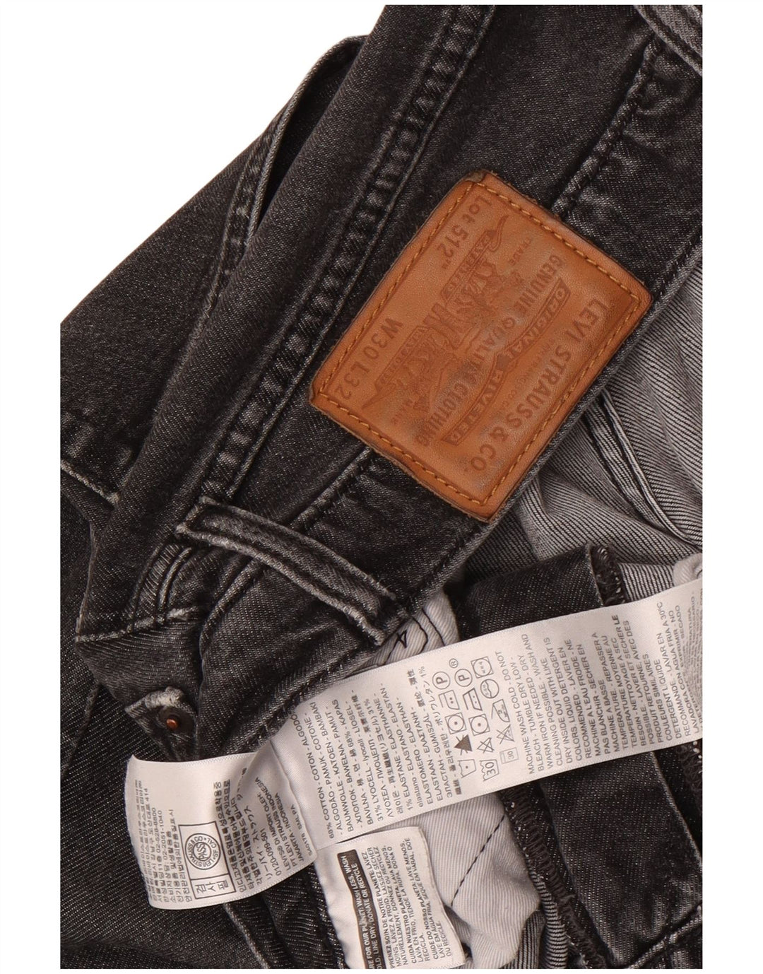 Levi's Mens 512 Slim Tapered Jeans W30 L32 Black Cotton