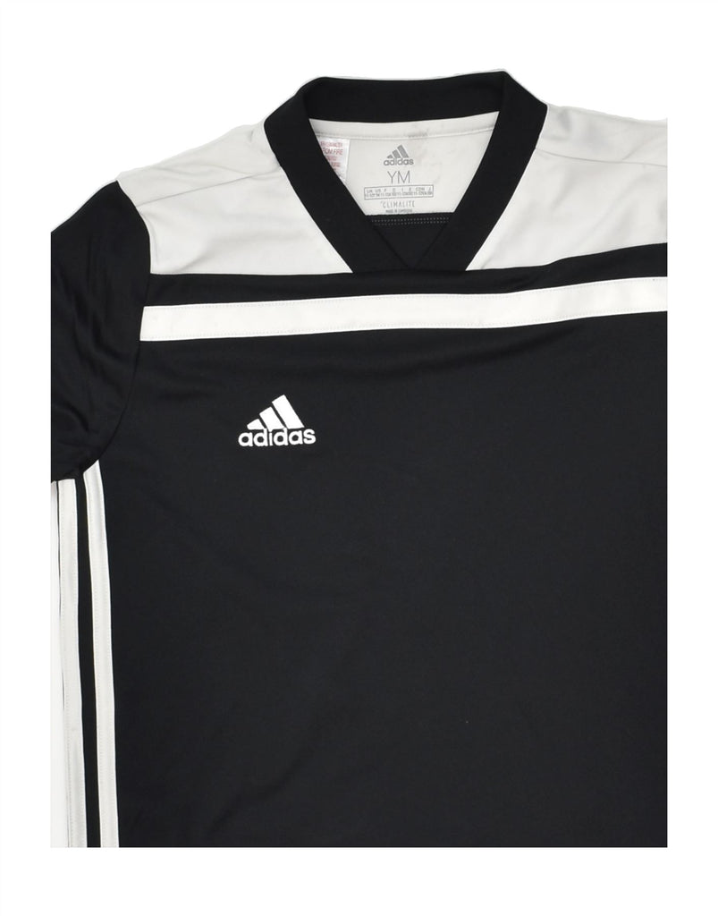 ADIDAS Boys Climalite T-Shirt Top 11-12 Years Medium Black Colourblock | Vintage Adidas | Thrift | Second-Hand Adidas | Used Clothing | Messina Hembry 