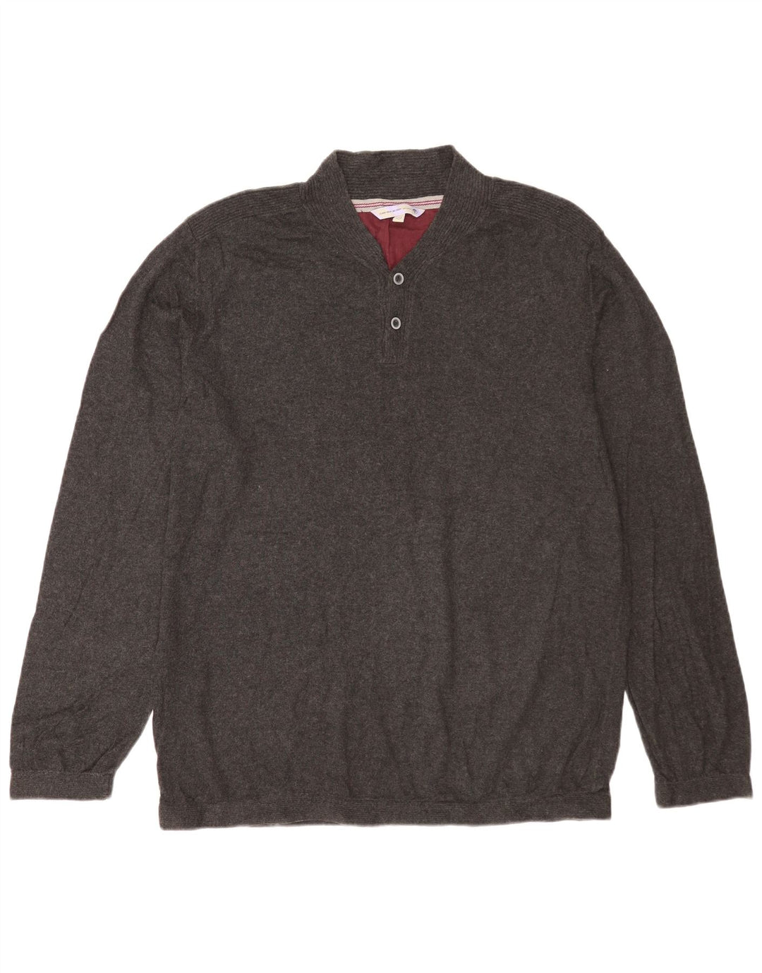 Fat Face Mens Button Neck Jumper Sweater XL Grey Cotton