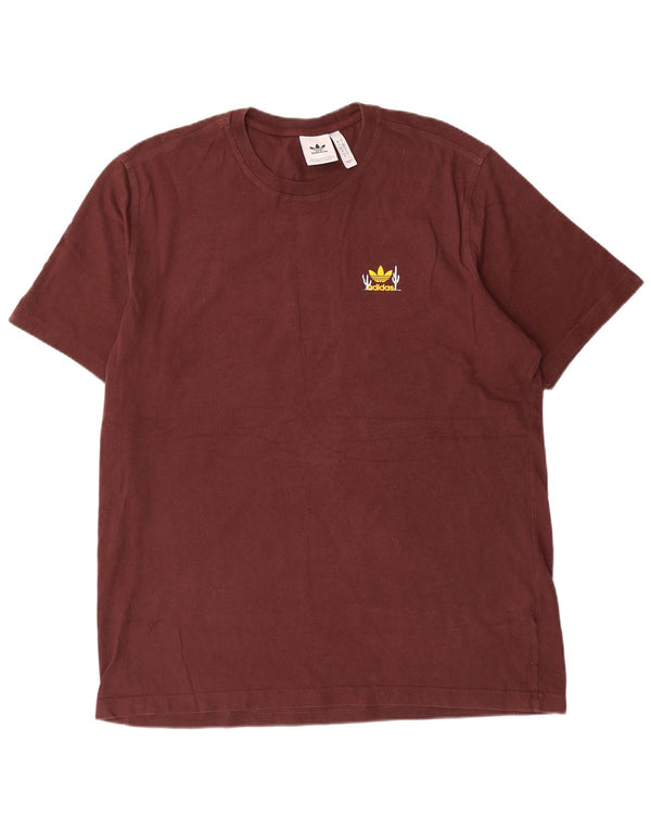 Adidas Mens Graphic T-Shirt Top Large Brown Cotton